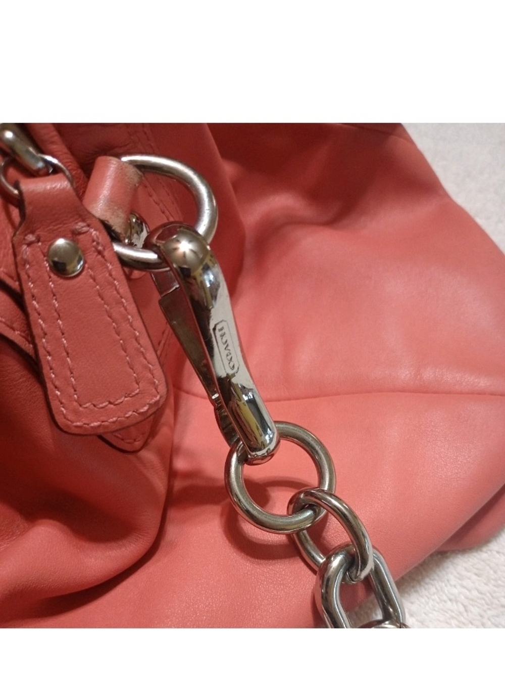 Coach Pebbled Leather Satchel in Coral Pink - Picture 8 of 9